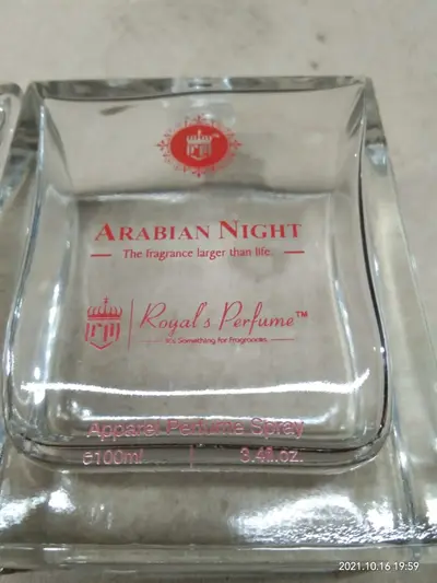 Red glass colour on a perfume bottle